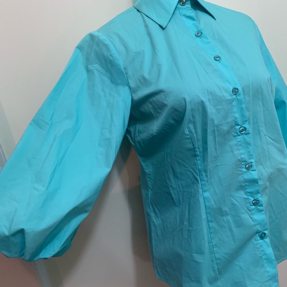 FMX Design Studio Puff Sleeve Poplin Button Down Shirt - Picture 6 of 7